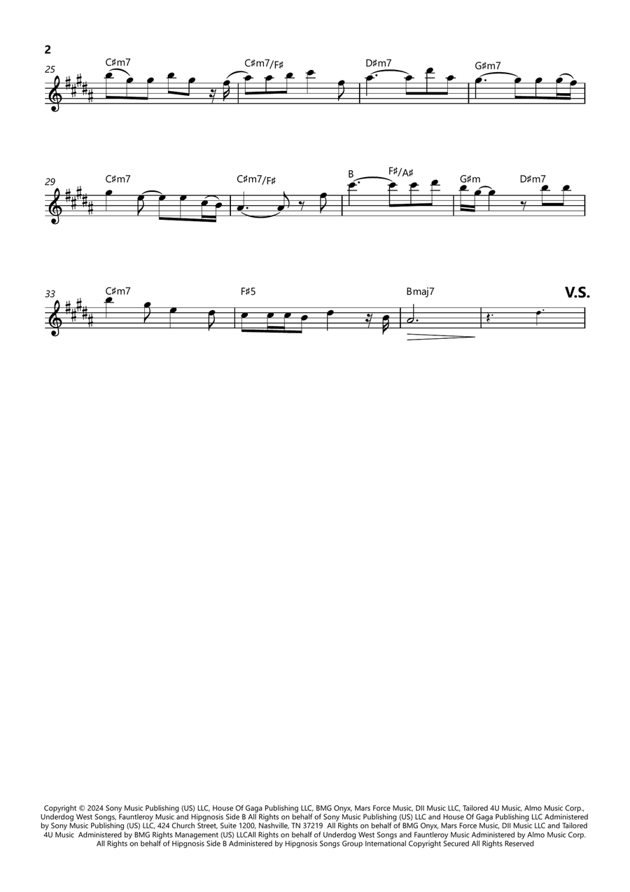 Die With A Smile Die With A Smile Tenor Saxophone scores gallery preview page 2