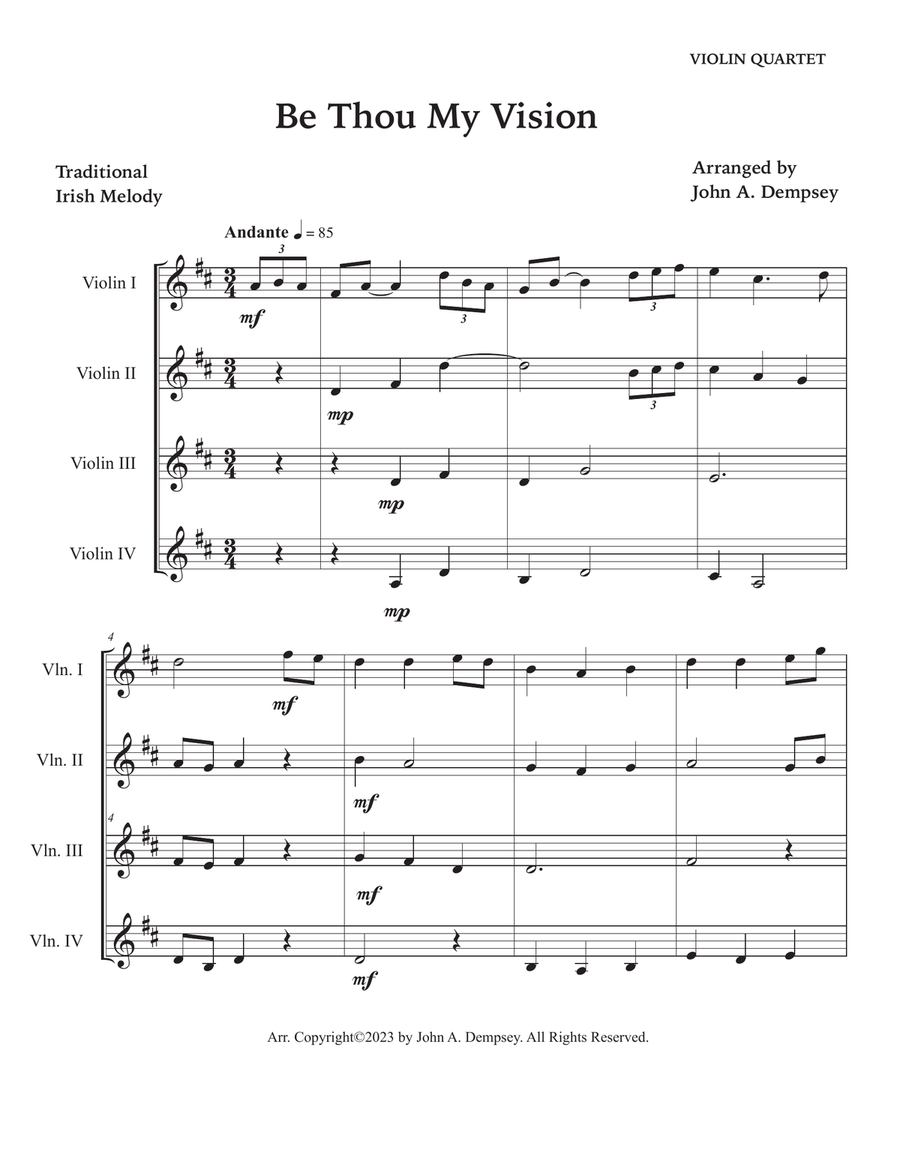 Be Thou My Vision (Violin Quartet) String Quartet scores gallery preview page 5