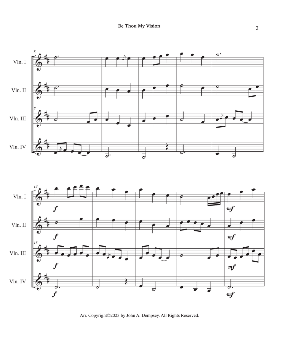 Be Thou My Vision (Violin Quartet) String Quartet scores gallery preview page 6