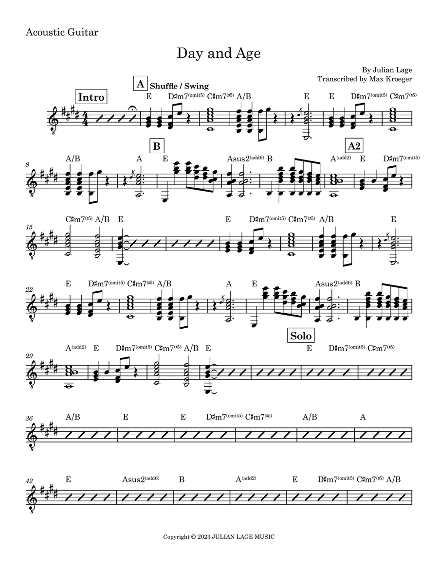 Day And Age Day And Age Electric Guitar scores gallery preview page 1