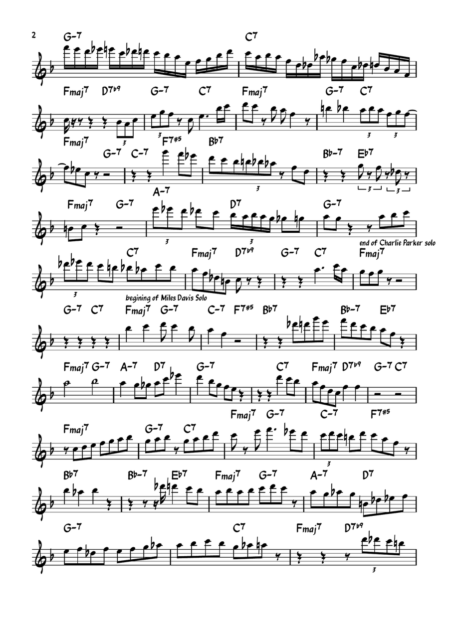 Au Privave Piano scores gallery preview page 2