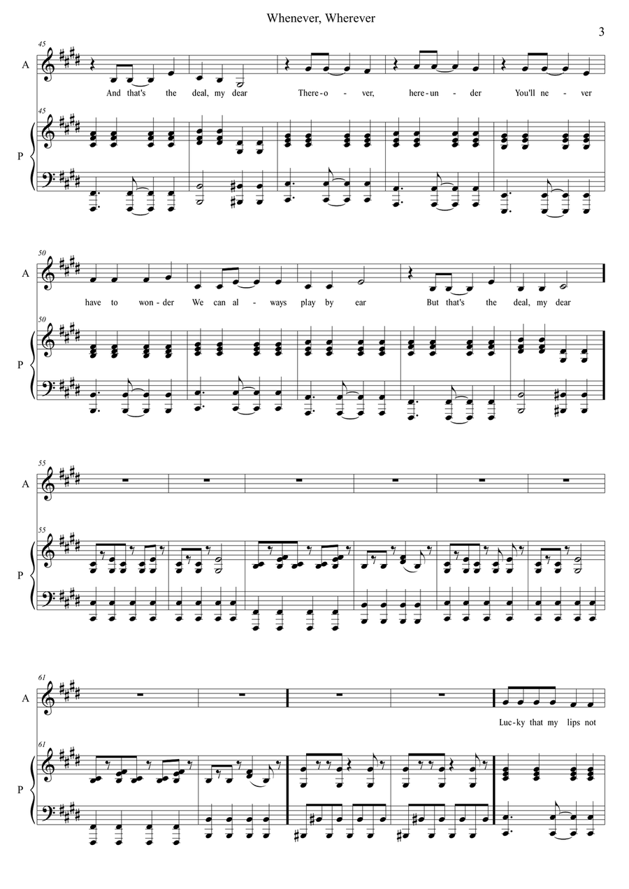Whenever, Wherever Whenever, Wherever Piano, Vocal scores gallery preview page 3