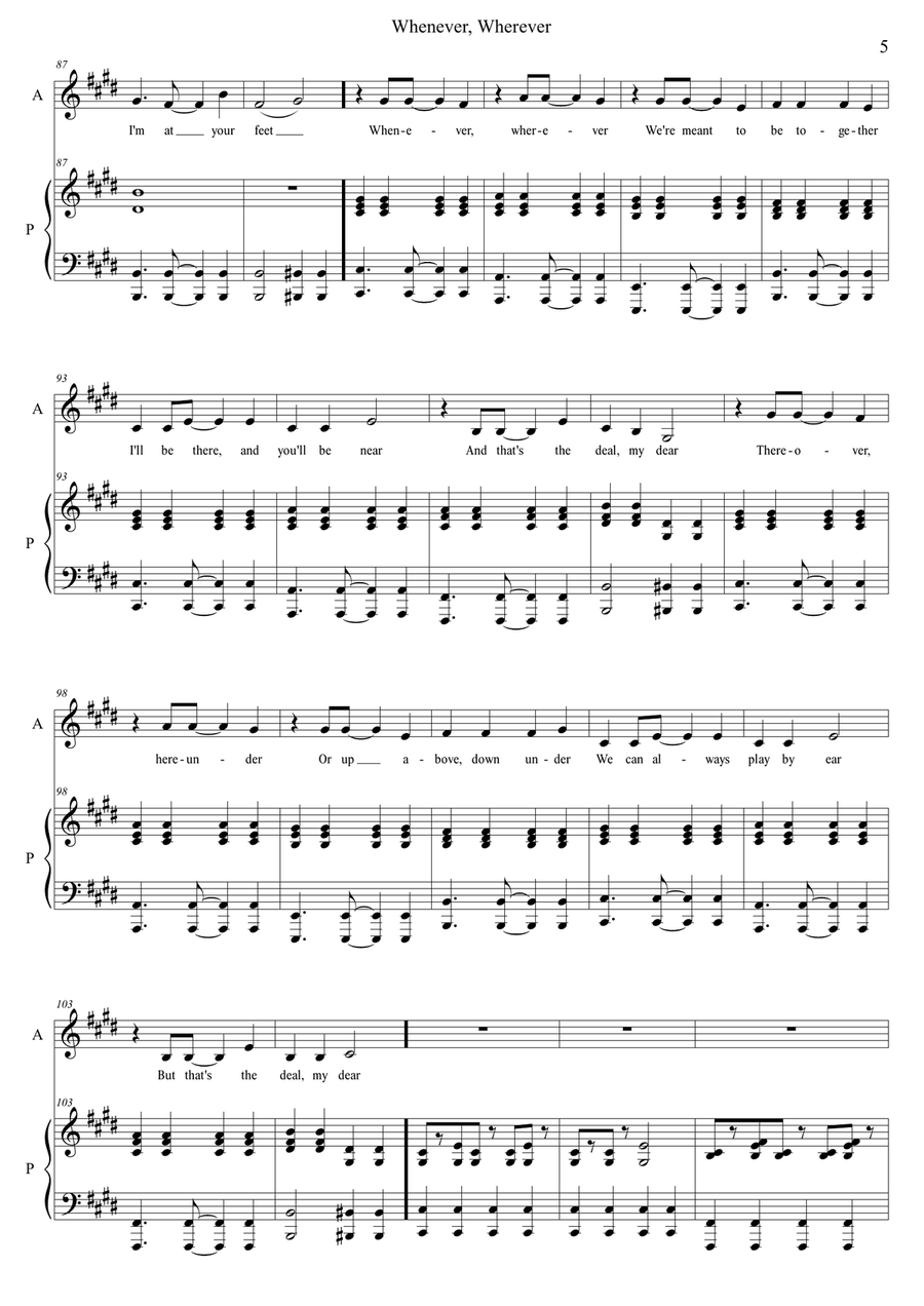 Whenever, Wherever Whenever, Wherever Piano, Vocal scores gallery preview page 5