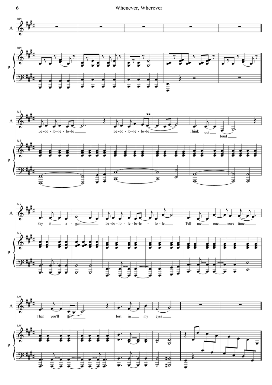 Whenever, Wherever Whenever, Wherever Piano, Vocal scores gallery preview page 6