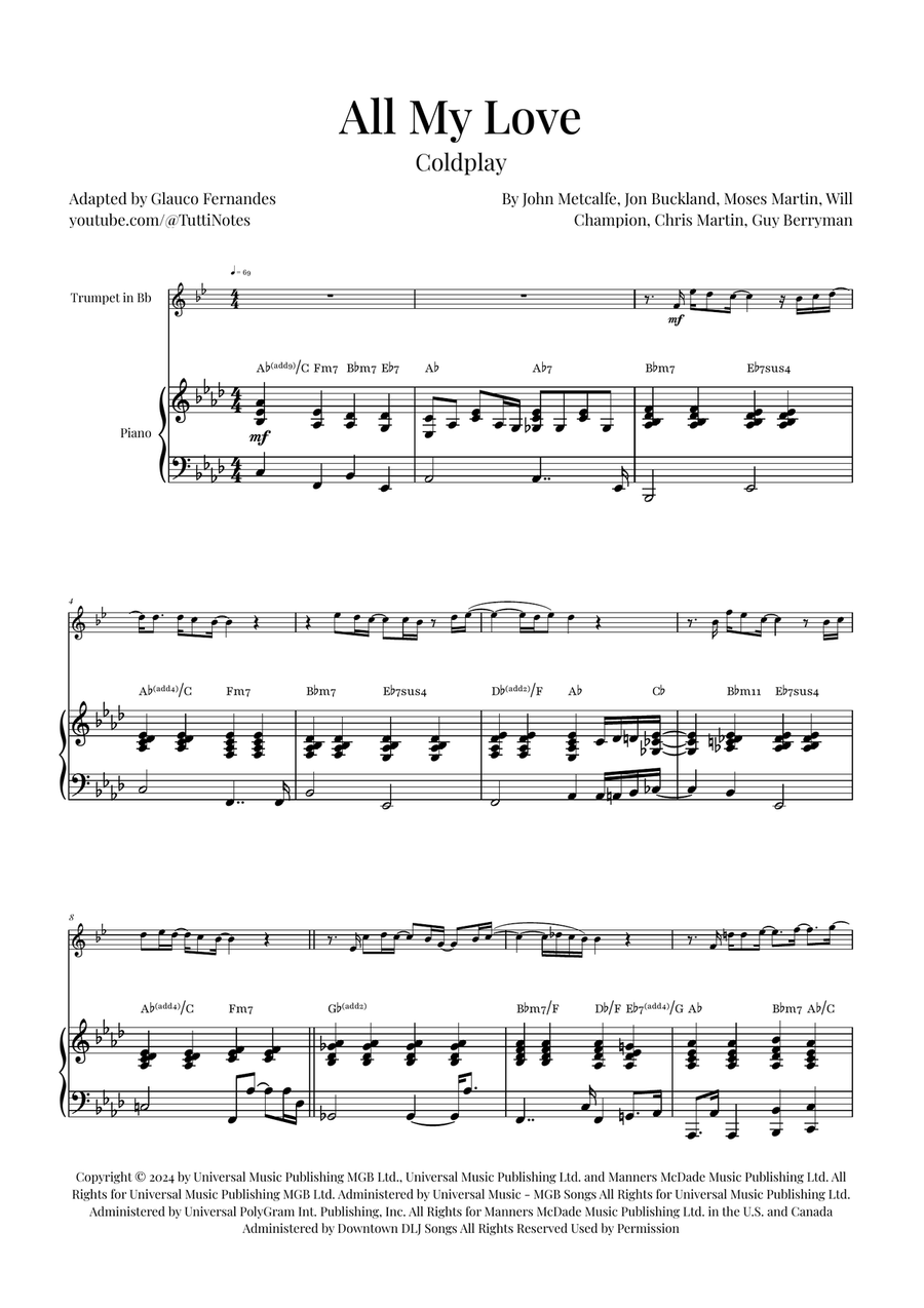 All My Love Chamber Music scores gallery preview page 1