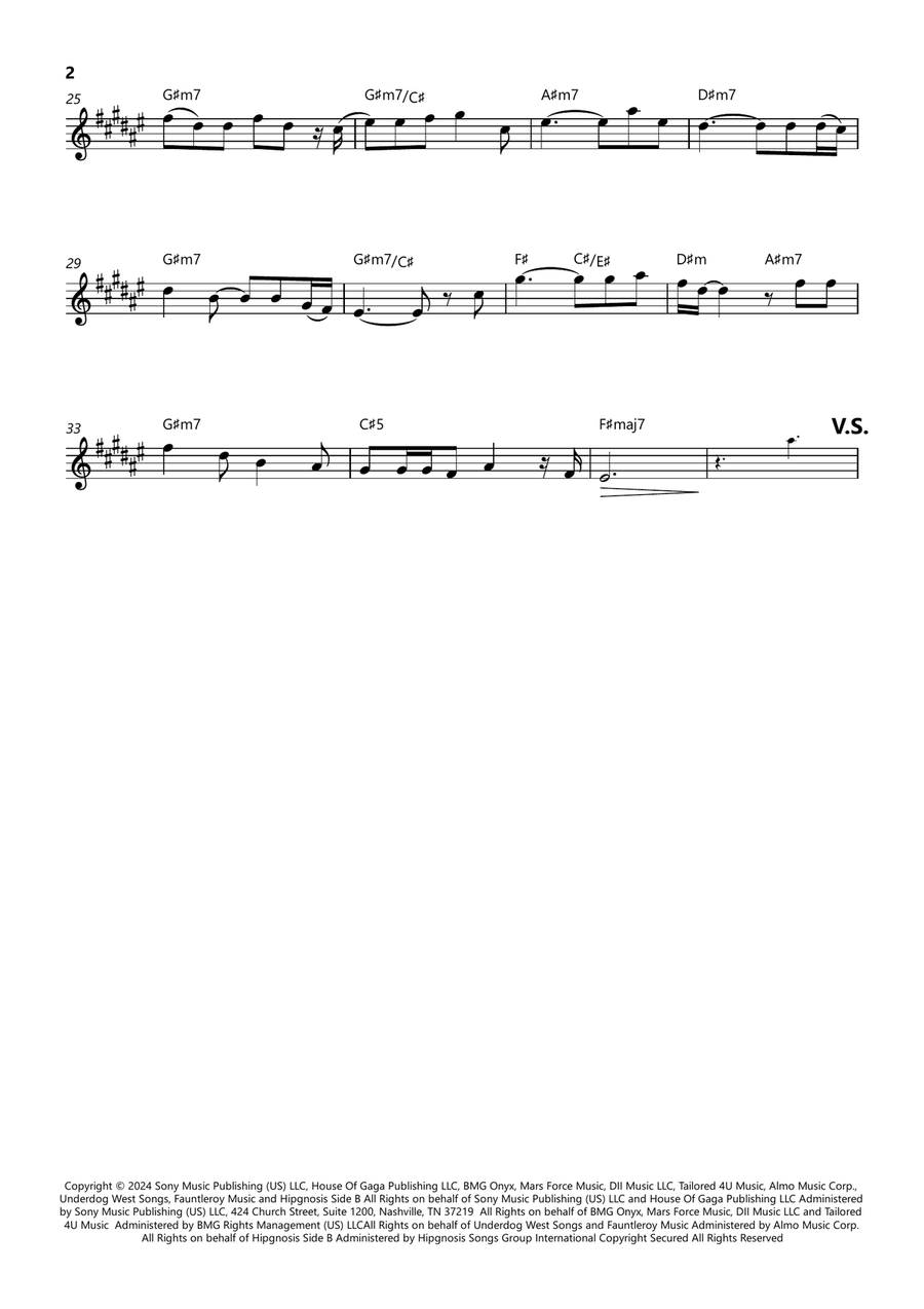 Die With A Smile Die With A Smile Alto Saxophone scores gallery preview page 2