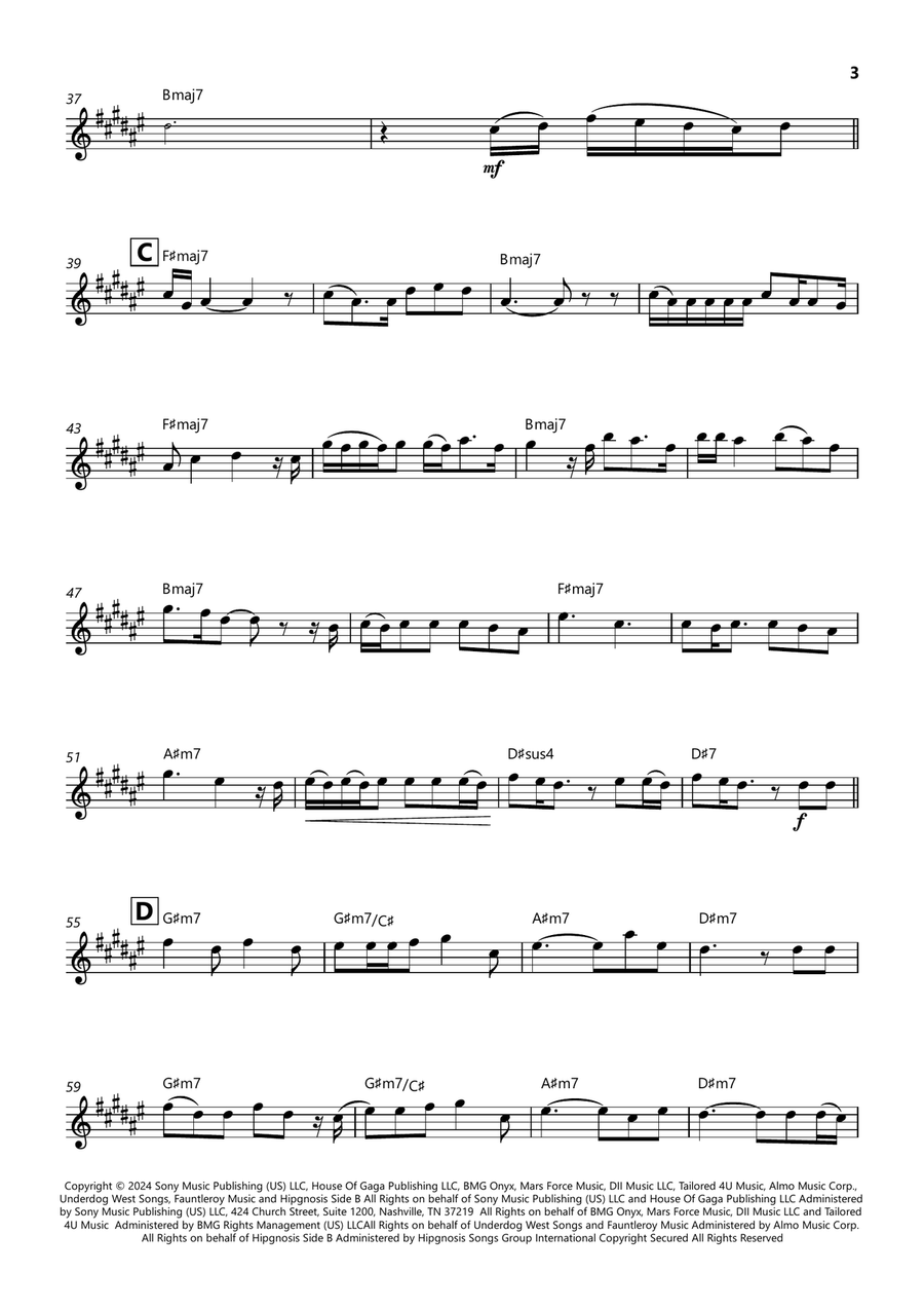Die With A Smile Die With A Smile Alto Saxophone scores gallery preview page 3
