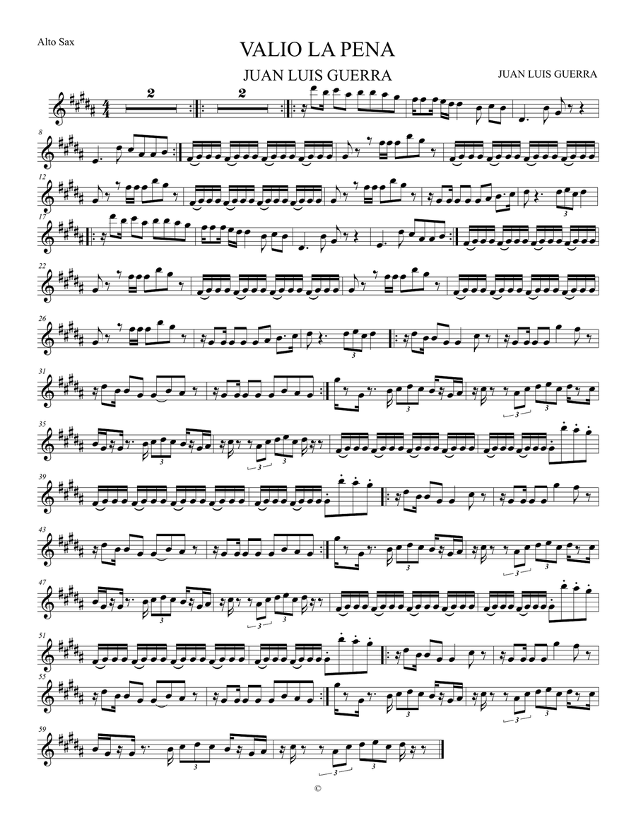Vale la pena Vale la pena Alto Saxophone scores gallery preview page 1