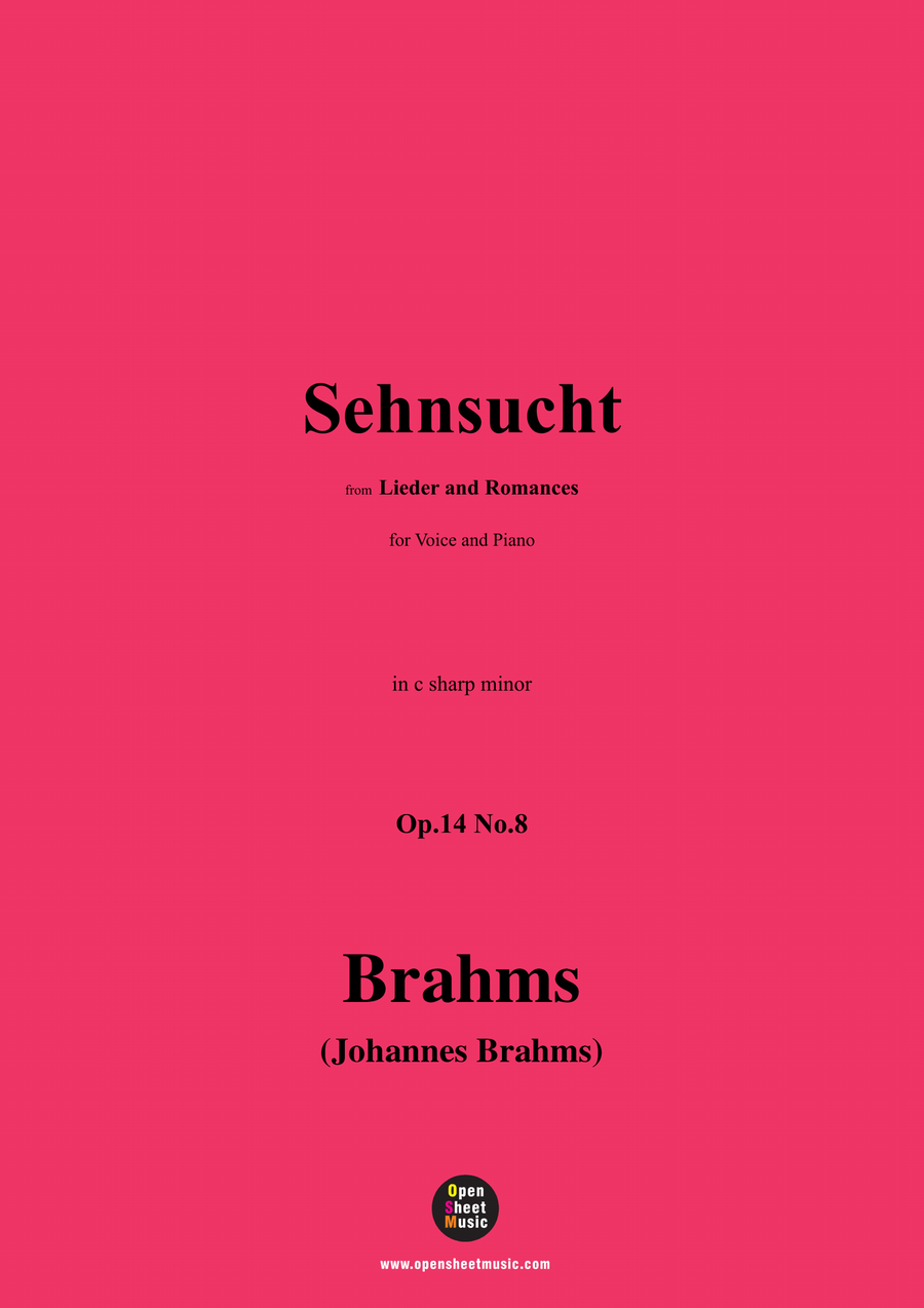 Brahms-Sehnsucht,in c sharp minor Piano, Vocal scores gallery preview page 1