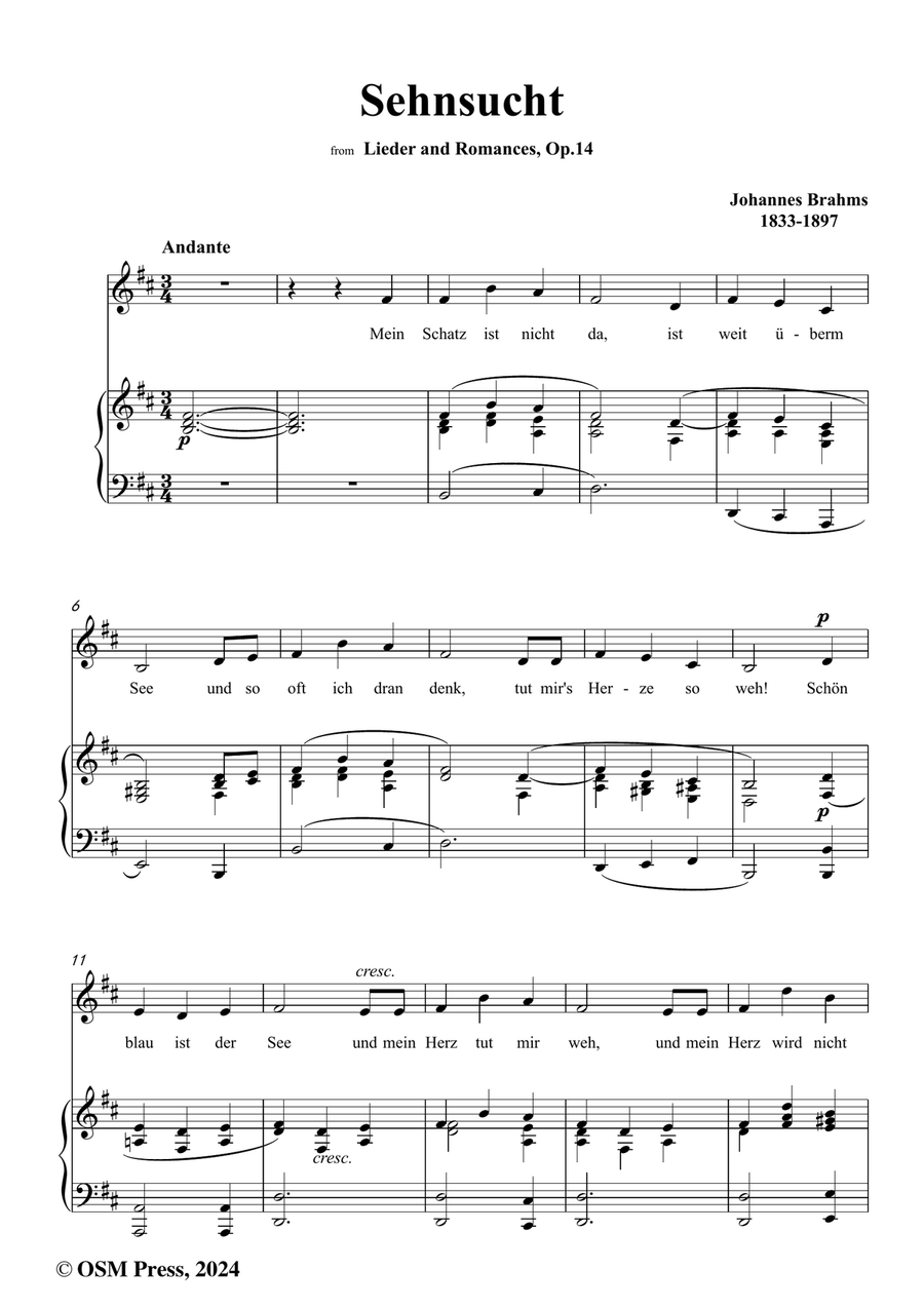 Brahms-Sehnsucht,in b minor Piano, Vocal scores gallery preview page 2