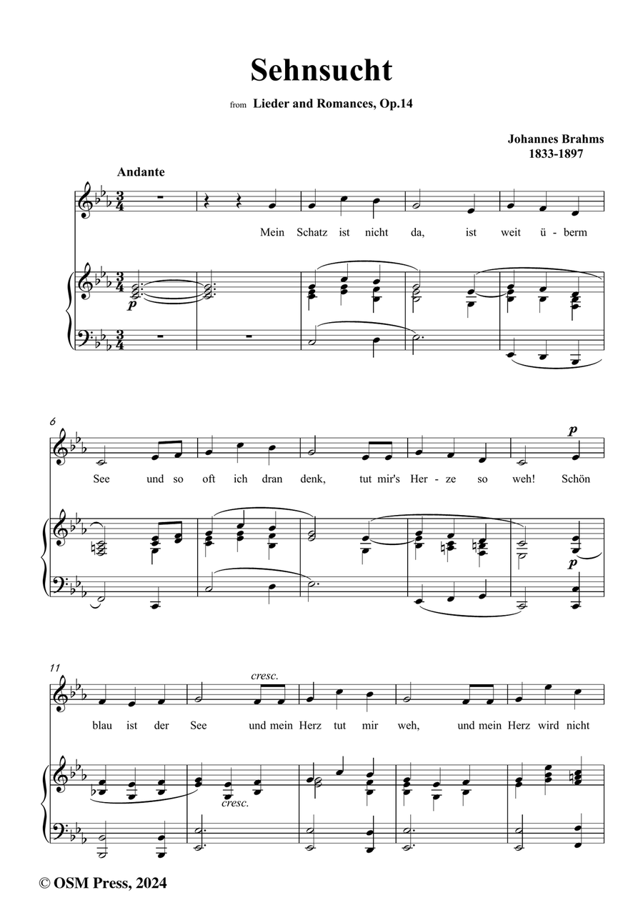Brahms-Sehnsucht,in c minor Piano, Vocal scores gallery preview page 2