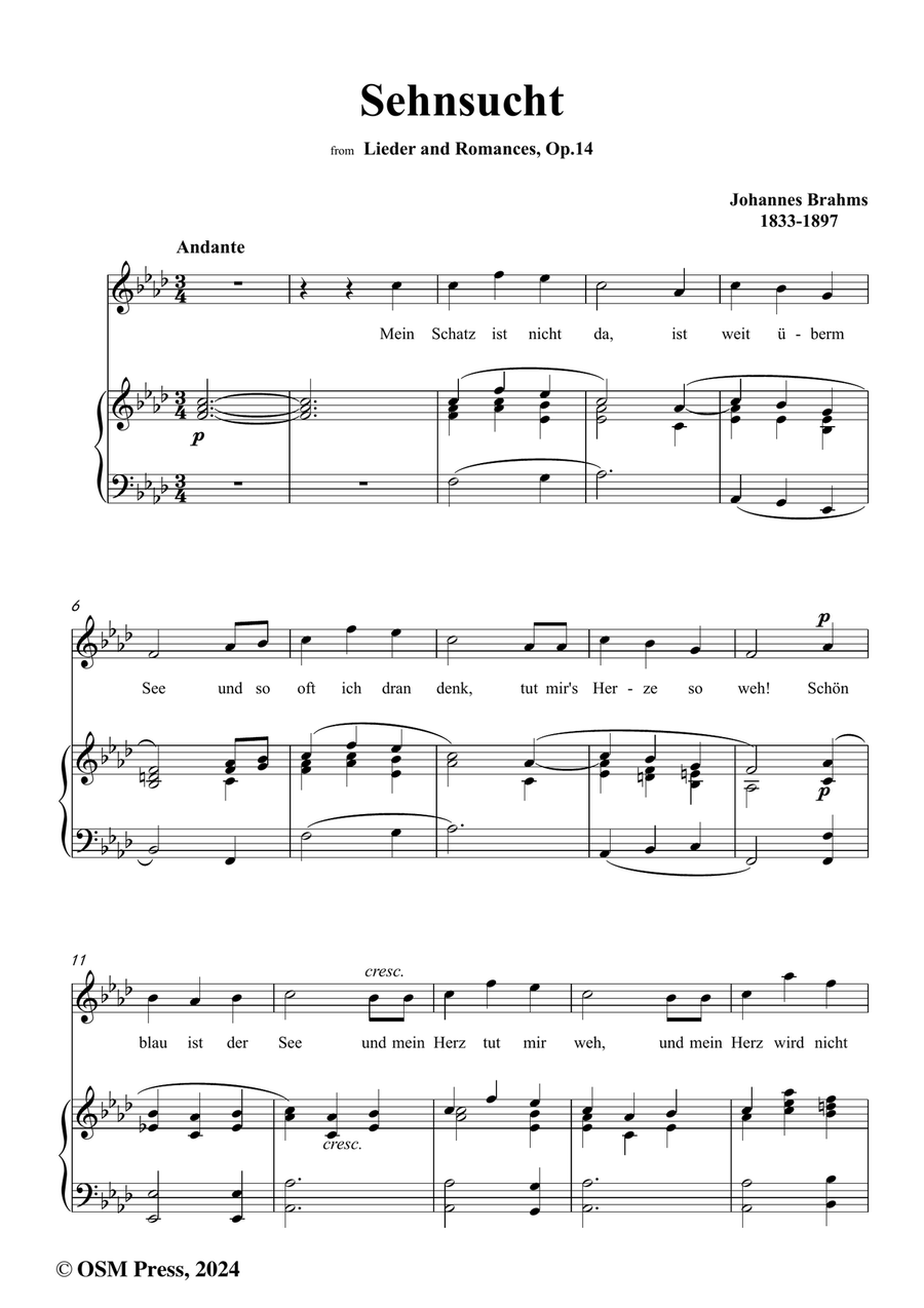 Brahms-Sehnsucht,in f minor Piano, Vocal scores gallery preview page 2