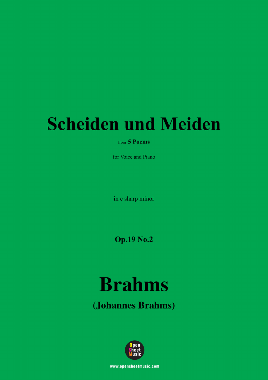 Brahms-Scheiden und Meiden,in c sharp minor Piano, Vocal scores gallery preview page 1
