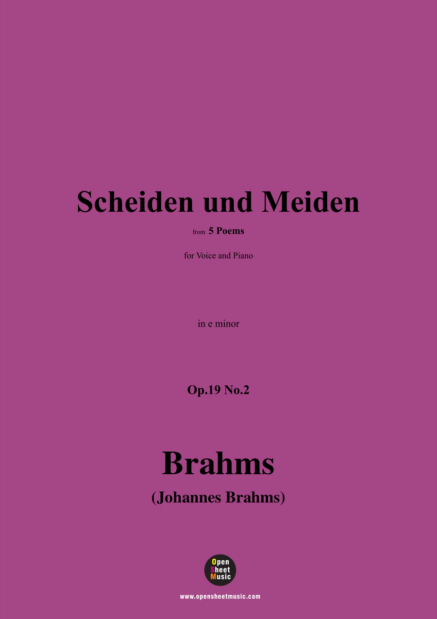 Brahms-Scheiden und Meiden,in e minor Piano, Vocal scores gallery preview page 1