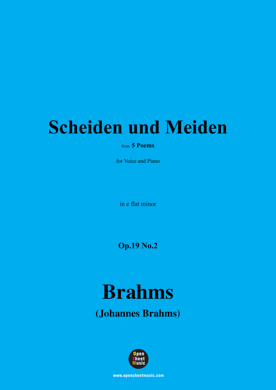 Brahms-Scheiden und Meiden,in e flat minor Piano, Vocal scores gallery preview page 1