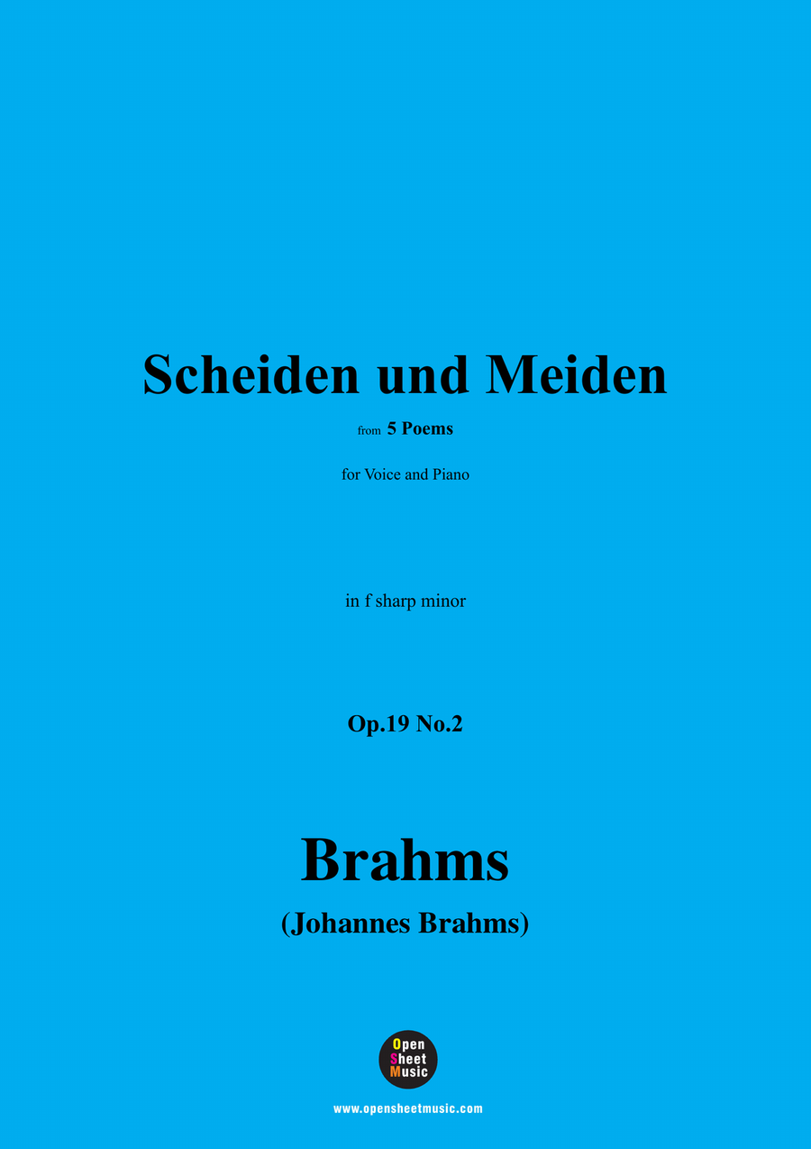 Brahms-Scheiden und Meiden,in f sharp minor Piano, Vocal scores gallery preview page 1