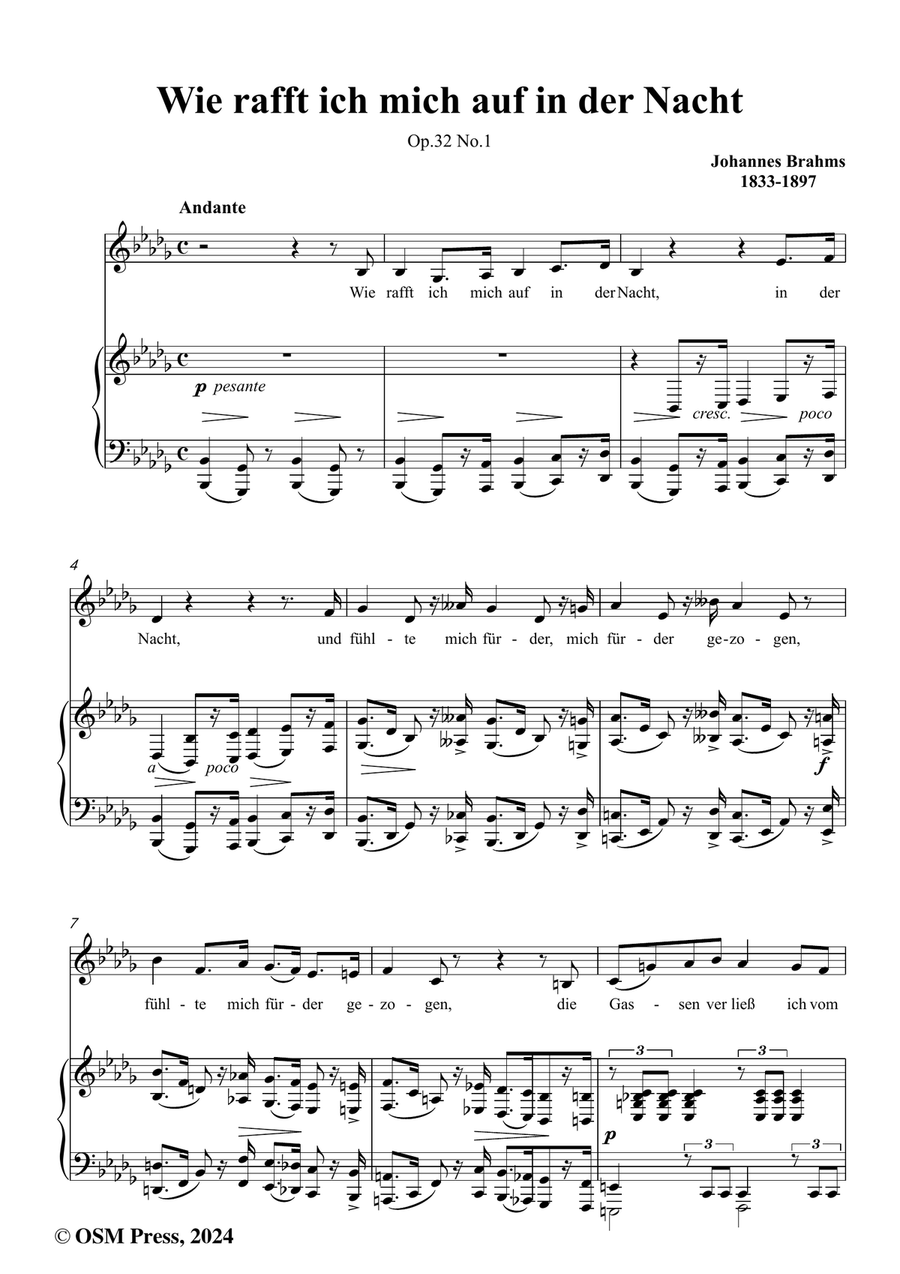 Brahms-Wie rafft ich mich auf in der Nacht,in b flat minor Piano, Vocal scores gallery preview page 2