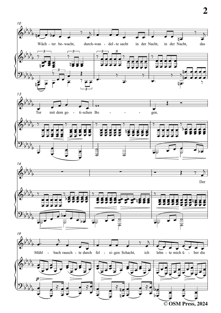 Brahms-Wie rafft ich mich auf in der Nacht,in b flat minor Piano, Vocal scores gallery preview page 3