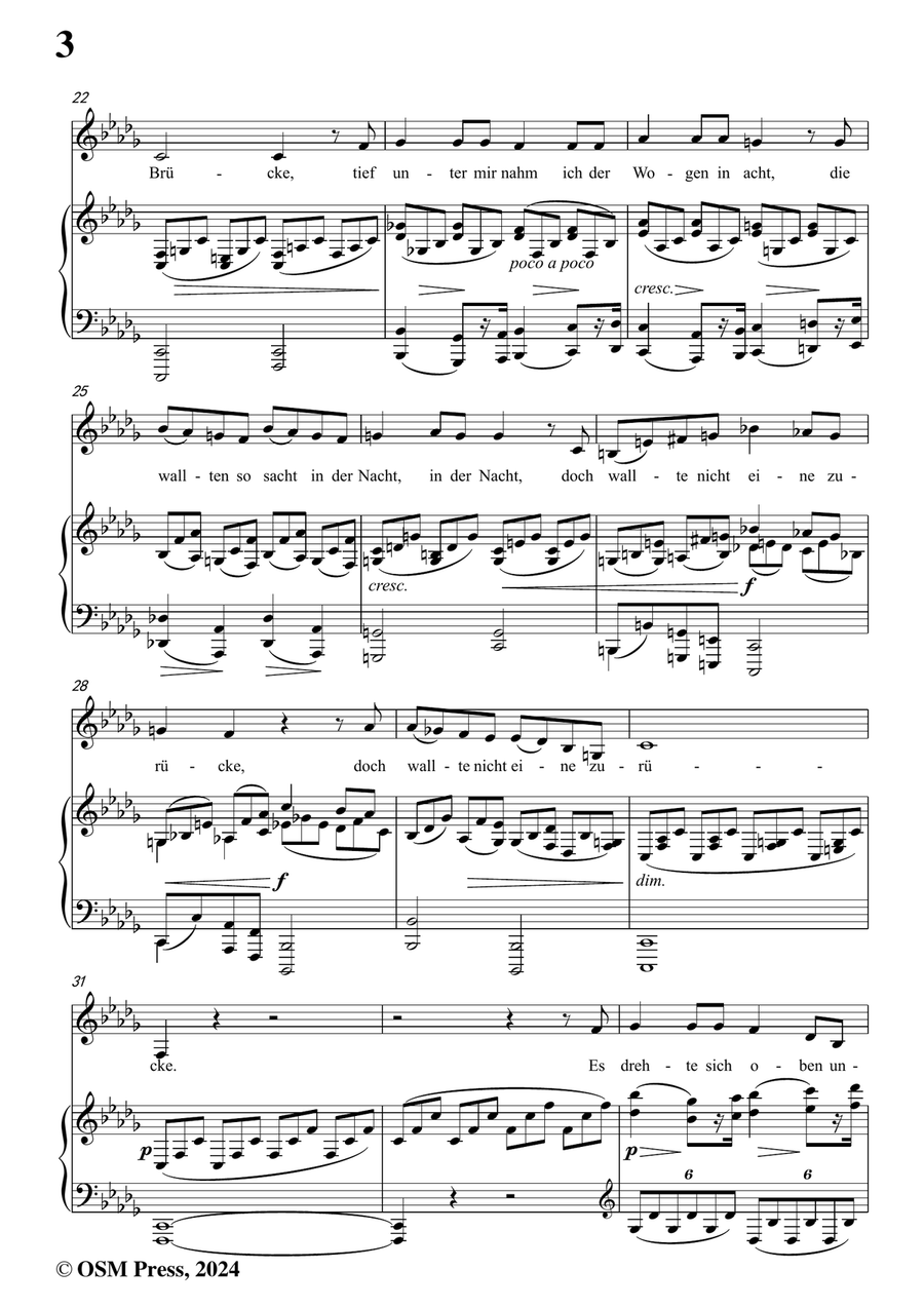 Brahms-Wie rafft ich mich auf in der Nacht,in b flat minor Piano, Vocal scores gallery preview page 4
