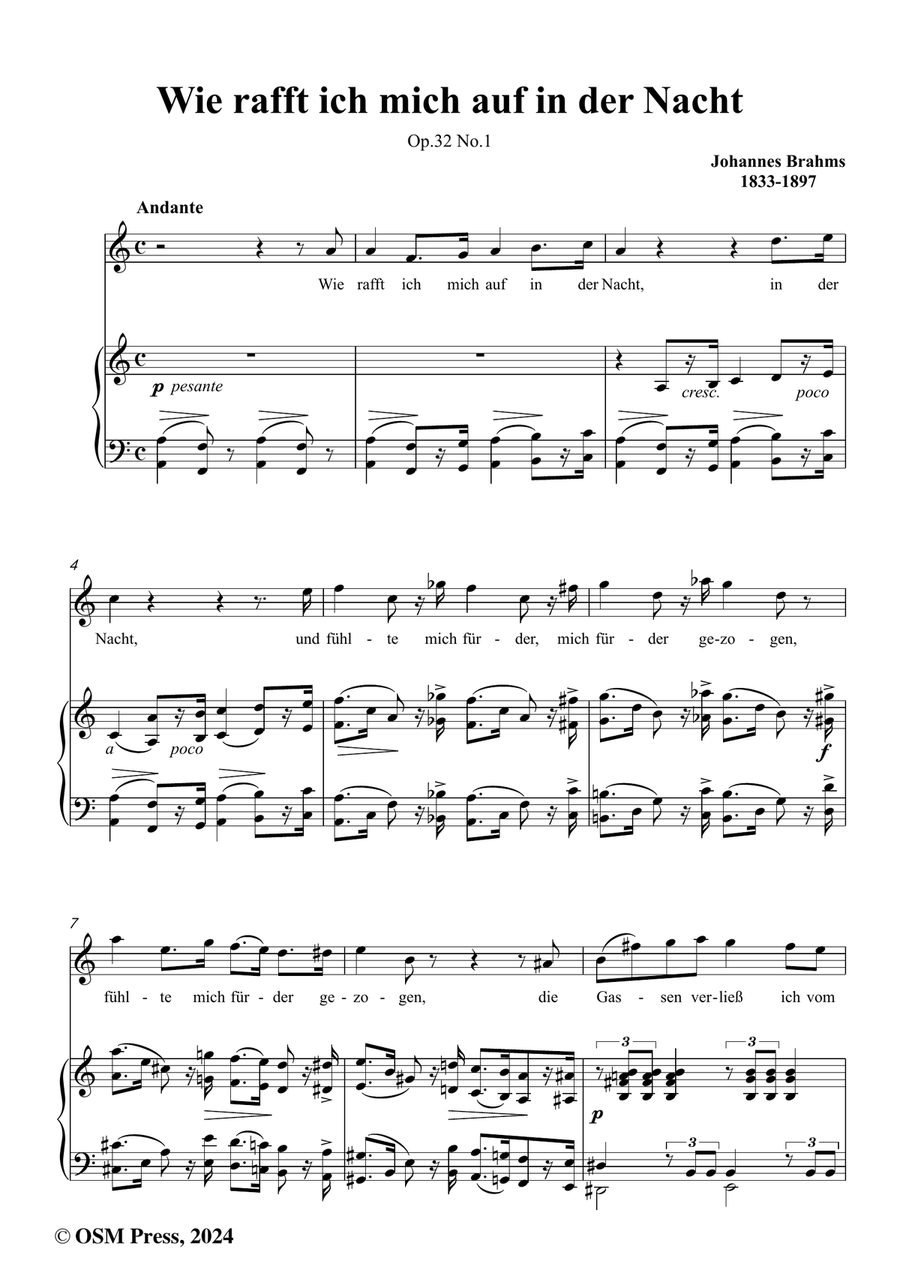 Brahms-Wie rafft ich mich auf in der Nacht,in a minor Piano, Vocal scores gallery preview page 2