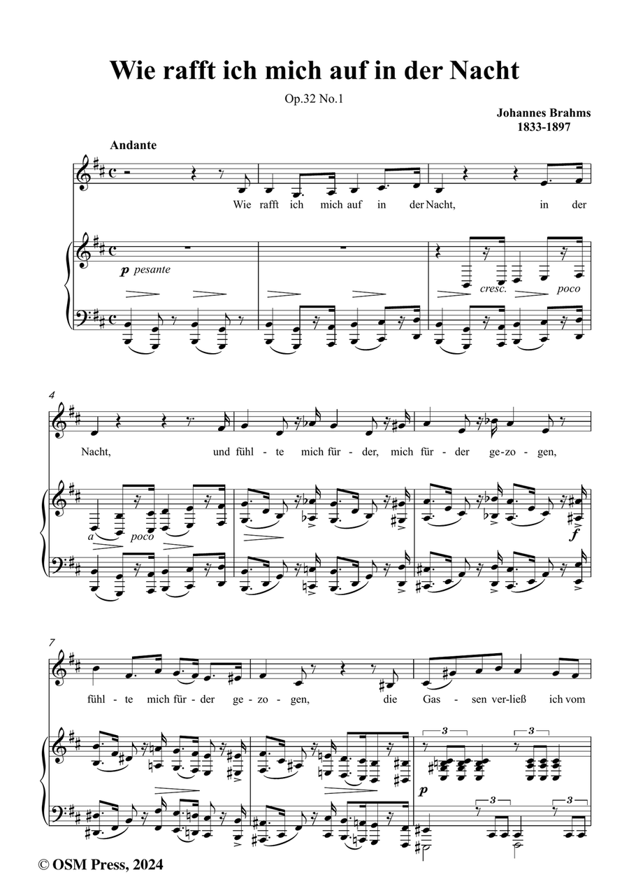 Brahms-Wie rafft ich mich auf in der Nacht,in b minor Piano, Vocal scores gallery preview page 2