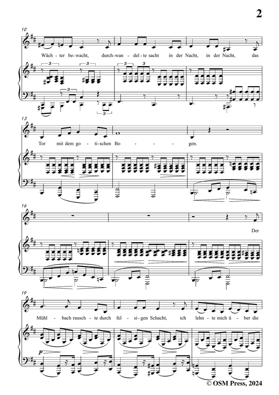 Brahms-Wie rafft ich mich auf in der Nacht,in b minor Piano, Vocal scores gallery preview page 3