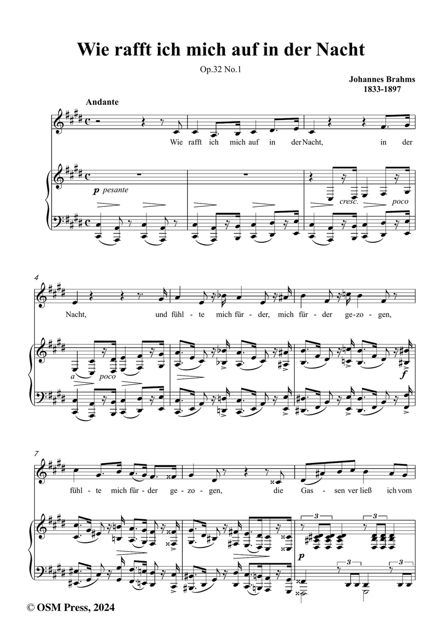 Brahms-Wie rafft ich mich auf in der Nacht,in c sharp minor Piano, Vocal scores gallery preview page 2