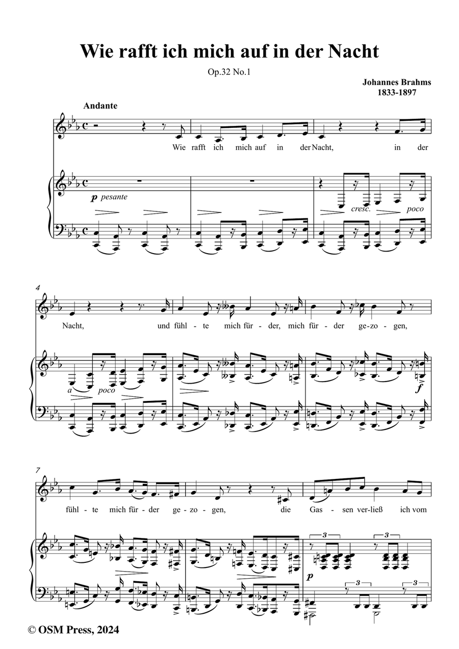 Brahms-Wie rafft ich mich auf in der Nacht,in c minor Piano, Vocal scores gallery preview page 2