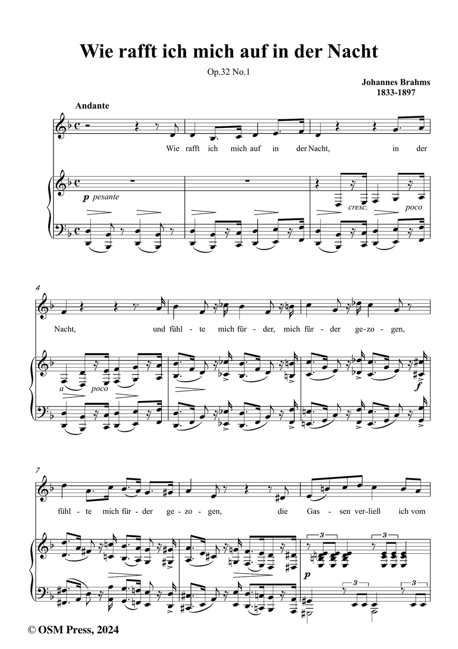 Brahms-Wie rafft ich mich auf in der Nacht,in d minor Piano, Vocal scores gallery preview page 2