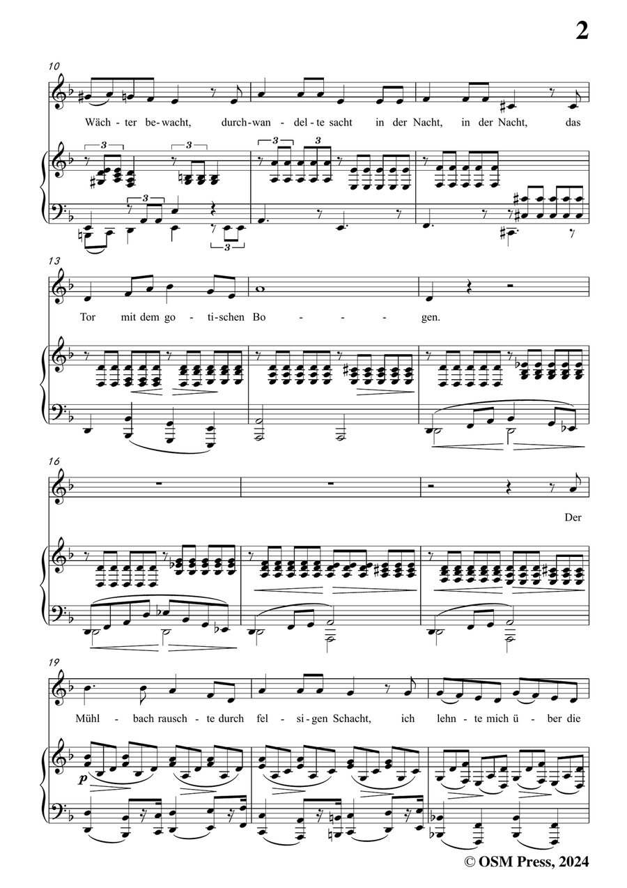 Brahms-Wie rafft ich mich auf in der Nacht,in d minor Piano, Vocal scores gallery preview page 3