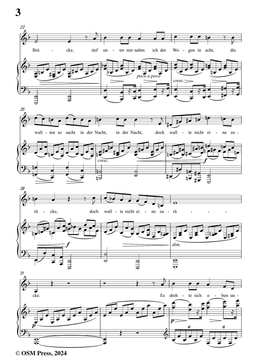 Brahms-Wie rafft ich mich auf in der Nacht,in d minor Piano, Vocal scores gallery preview page 4