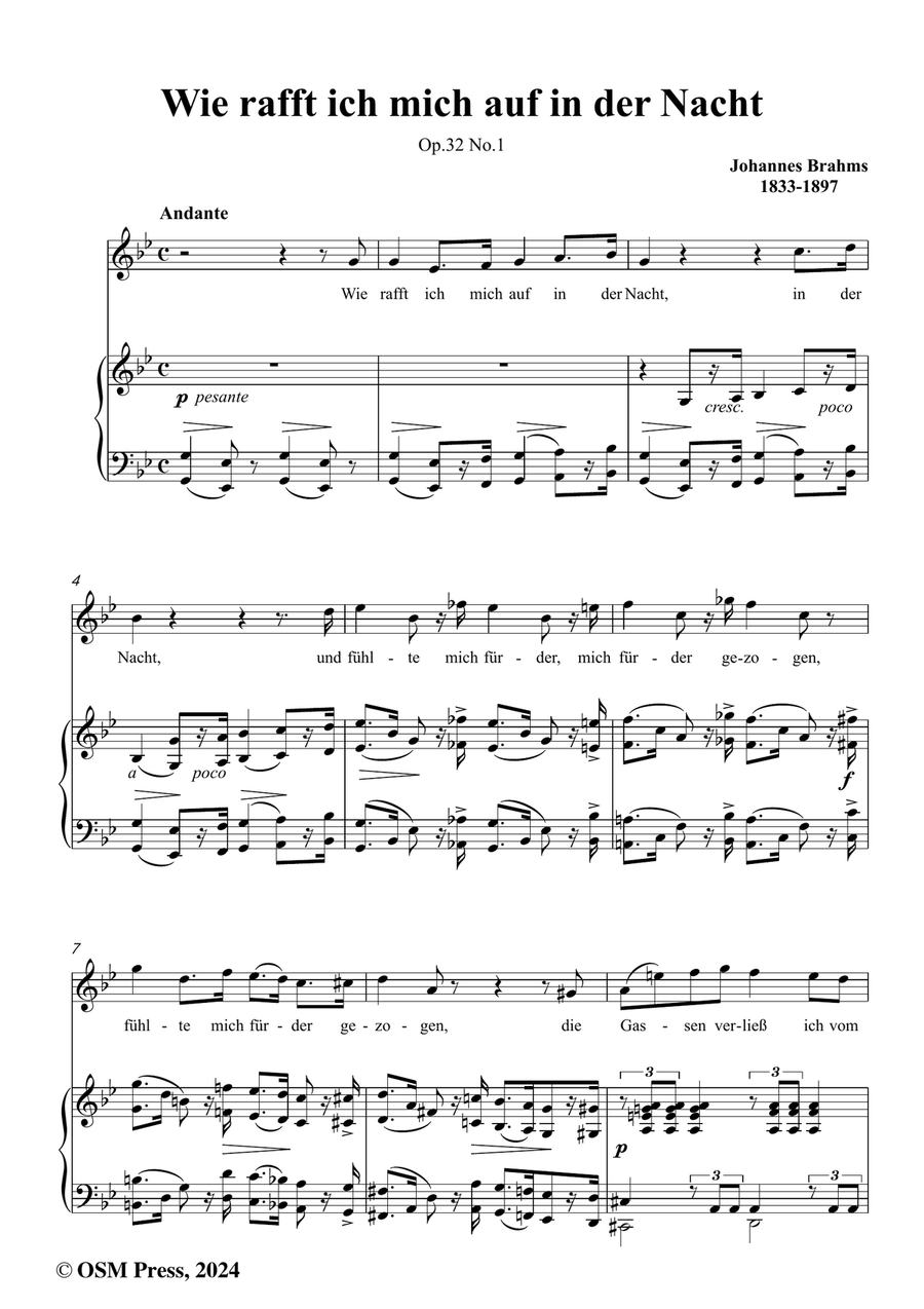 Brahms-Wie rafft ich mich auf in der Nacht,in g minor Piano, Vocal scores gallery preview page 2