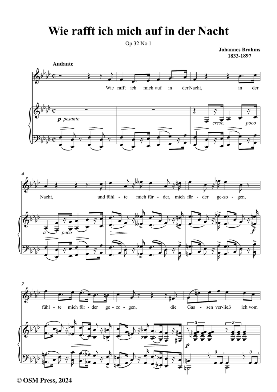 Brahms-Wie rafft ich mich auf in der Nacht,in f minor Piano, Vocal scores gallery preview page 2