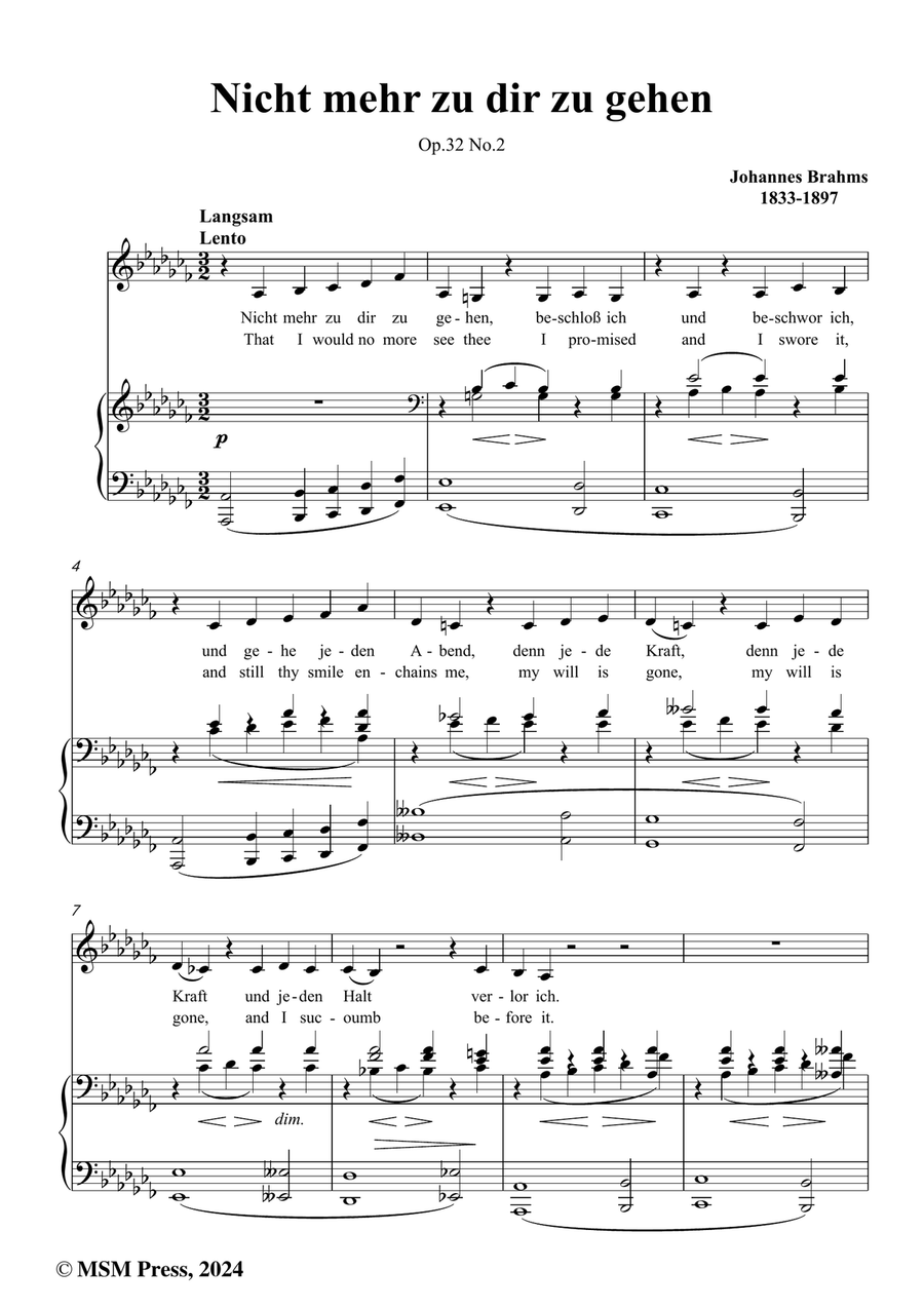 Brahms-Nicht mehr zu dir zu gehen,in a flat minor Piano, Vocal scores gallery preview page 2