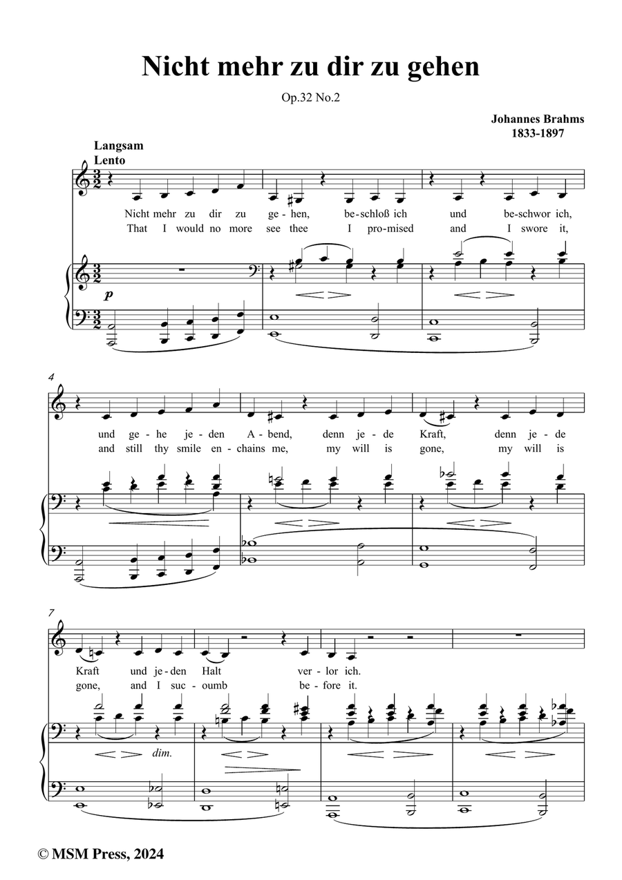 Brahms-Nicht mehr zu dir zu gehen,in a minor Piano, Vocal scores gallery preview page 2