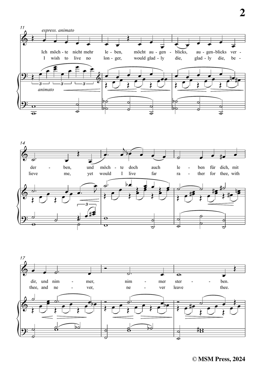 Brahms-Nicht mehr zu dir zu gehen,in a minor Piano, Vocal scores gallery preview page 3