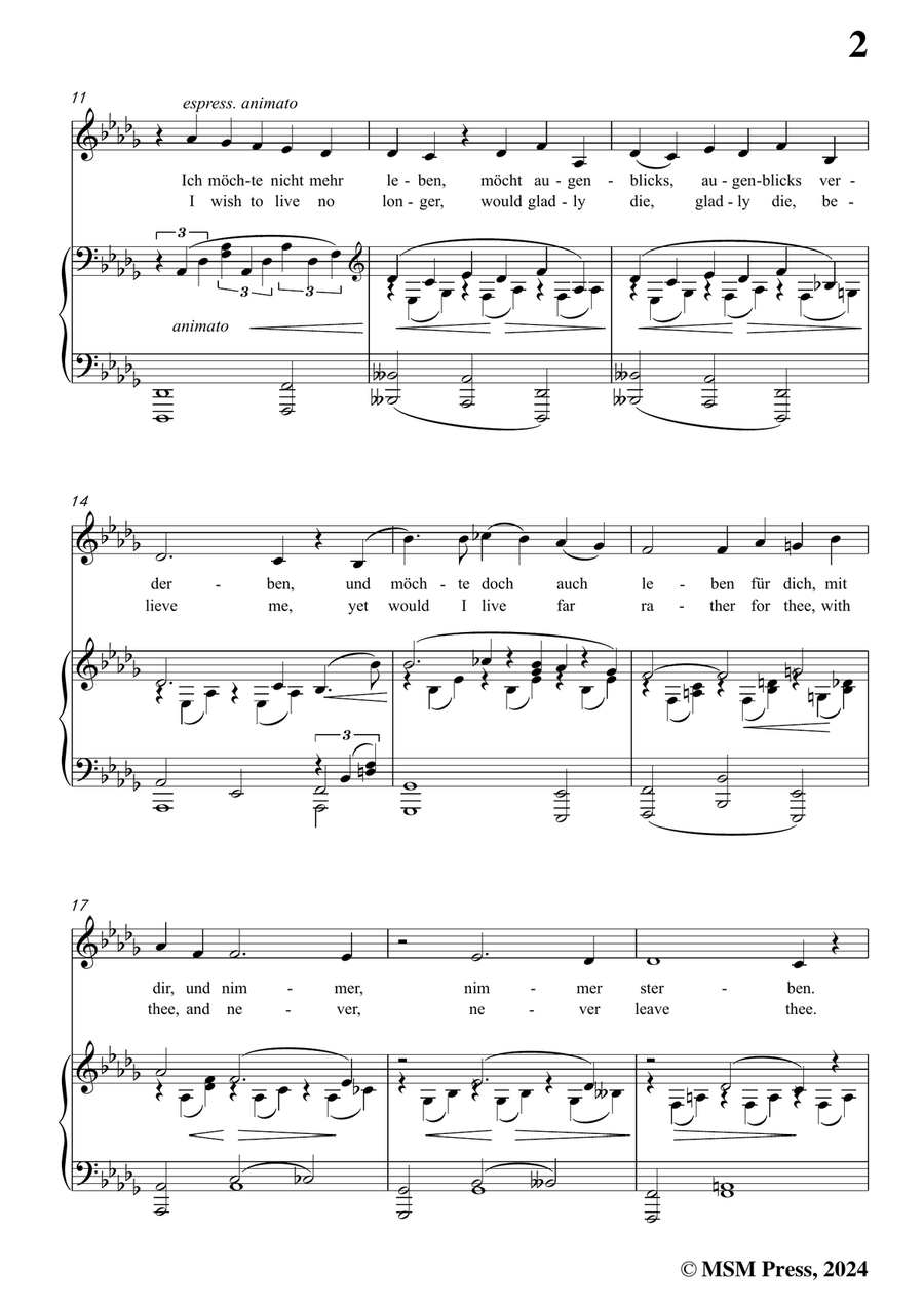 Brahms-Nicht mehr zu dir zu gehen,in b flat minor Piano, Vocal scores gallery preview page 3