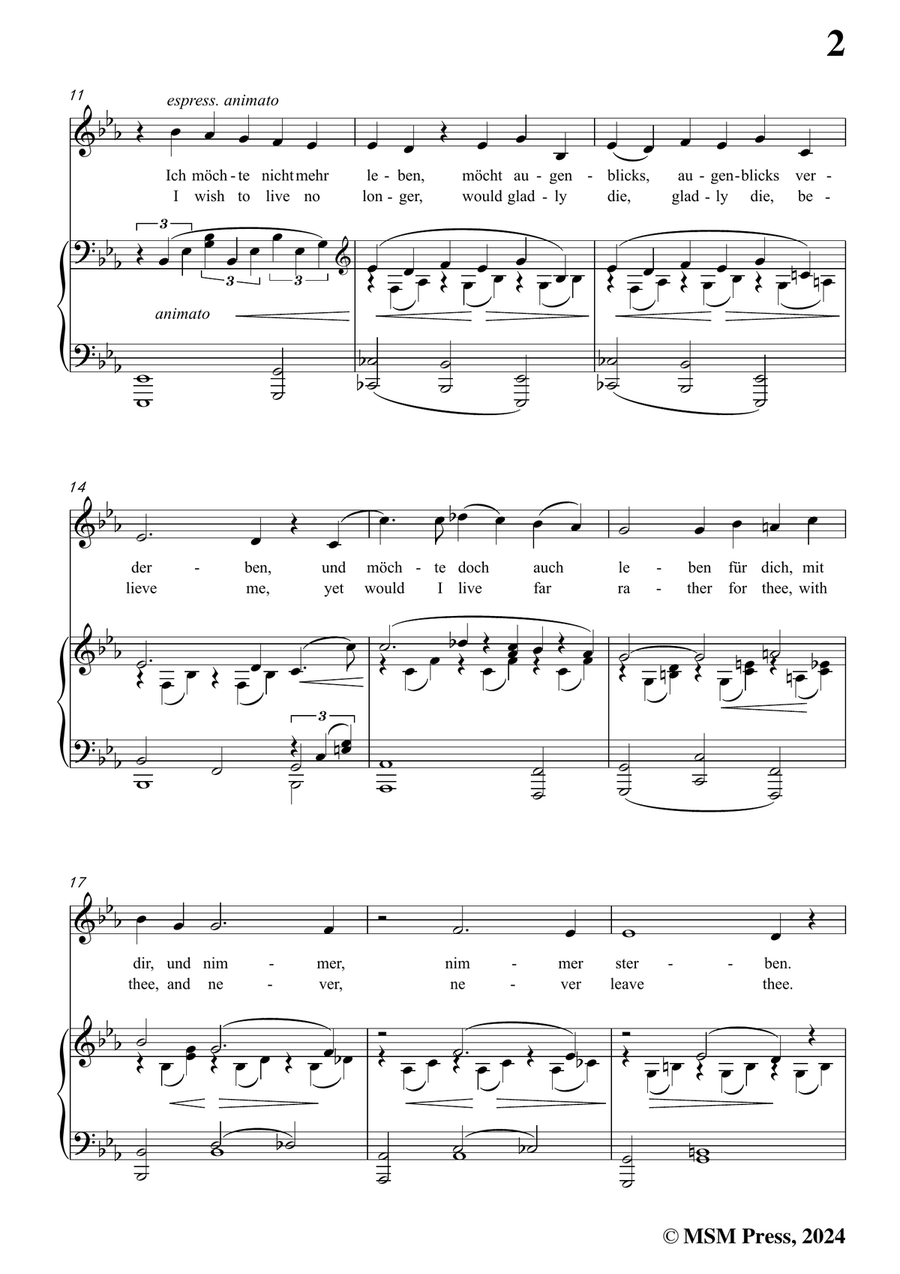 Brahms-Nicht mehr zu dir zu gehen,in c minor Piano, Vocal scores gallery preview page 3
