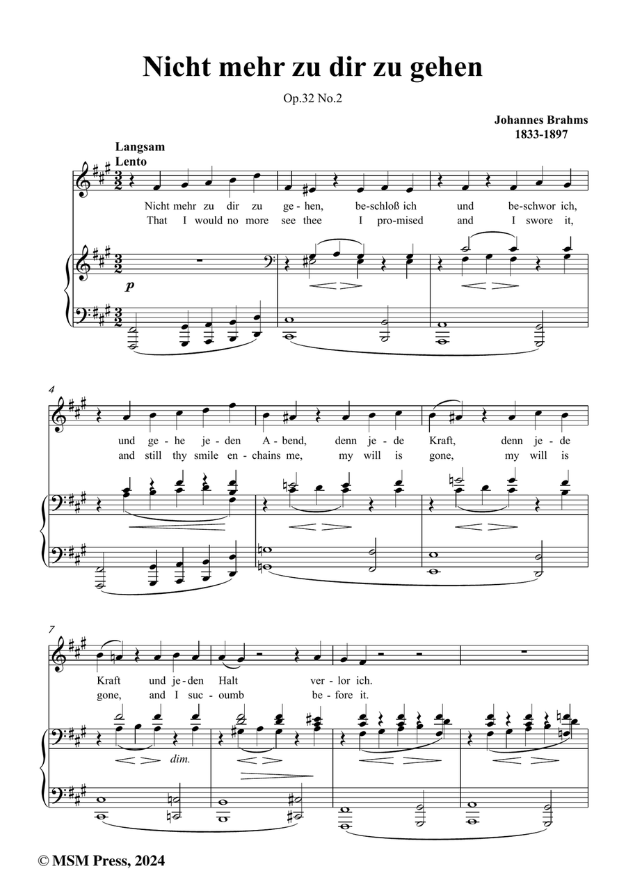 Brahms-Nicht mehr zu dir zu gehen,in f sharp minor Piano, Vocal scores gallery preview page 2