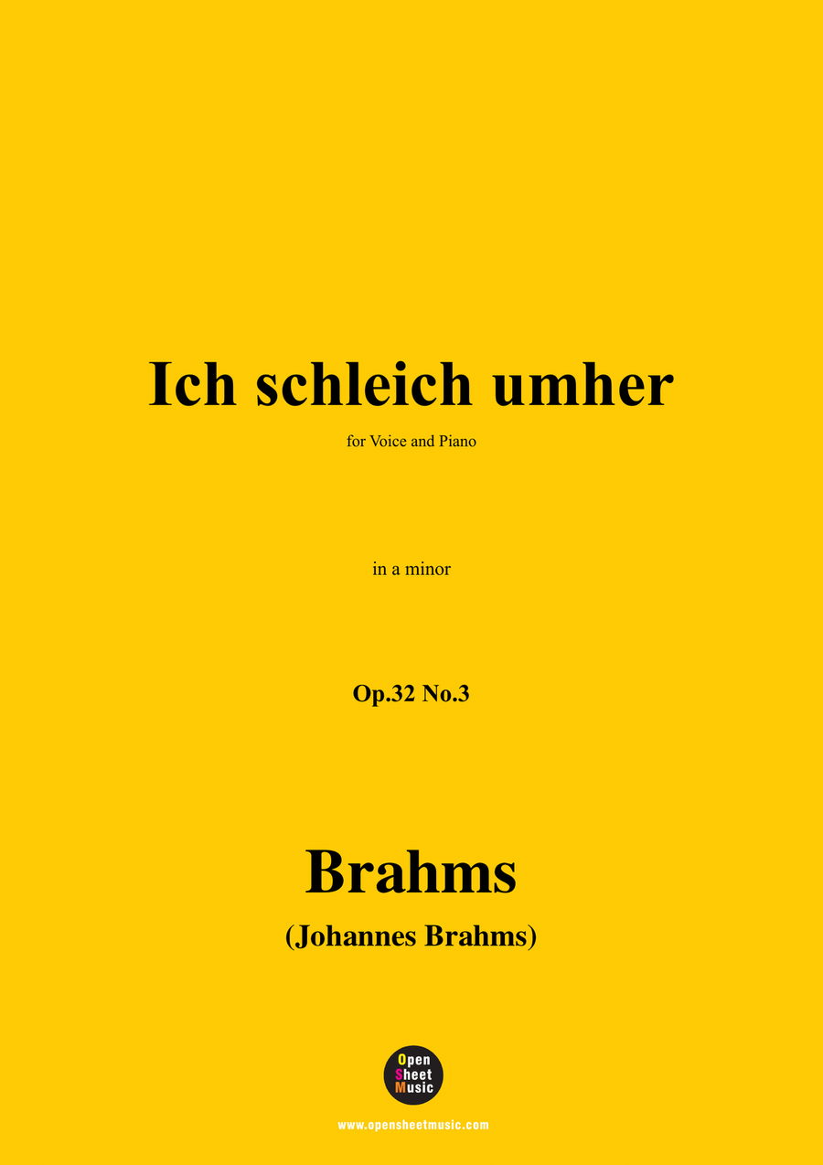 Brahms-Ich schleich umher,in a minor Piano, Vocal scores gallery preview page 1