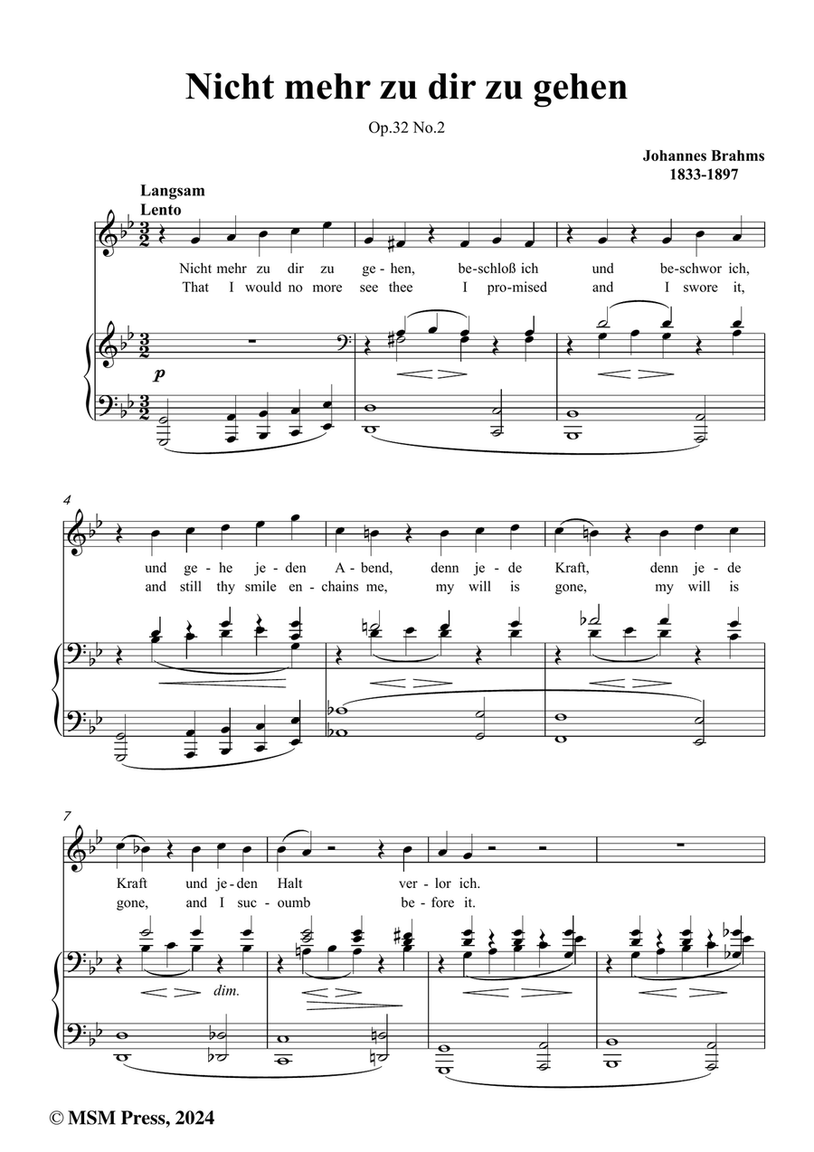 Brahms-Nicht mehr zu dir zu gehen,in g minor Piano, Vocal scores gallery preview page 2