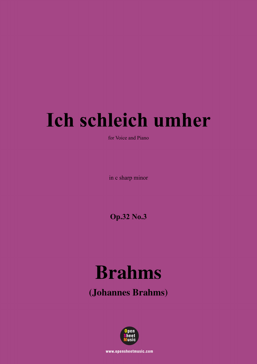 Brahms-Ich schleich umher,in c sharp minor Piano, Vocal scores gallery preview page 1