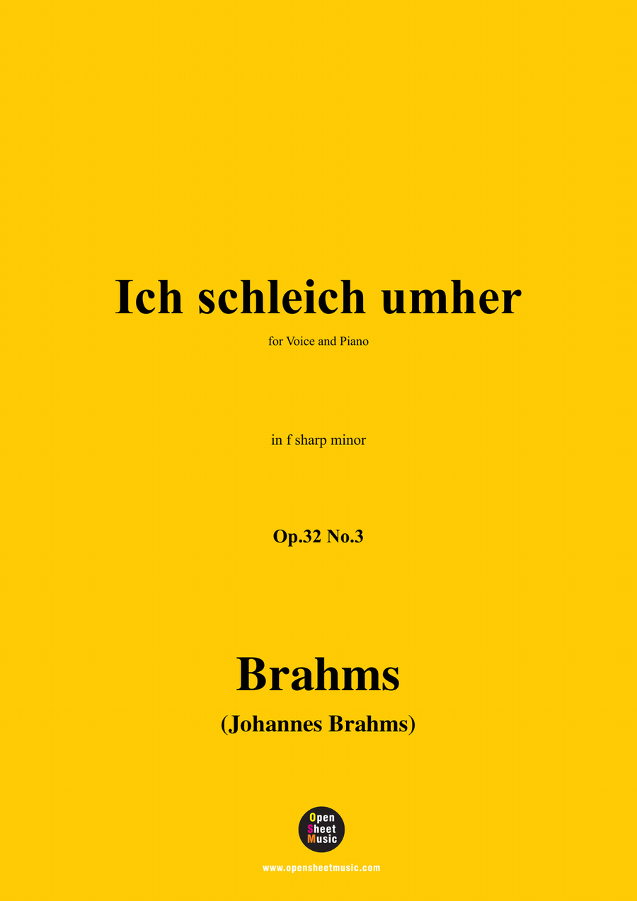 Brahms-Ich schleich umher,in f sharp minor Piano, Vocal scores gallery preview page 1