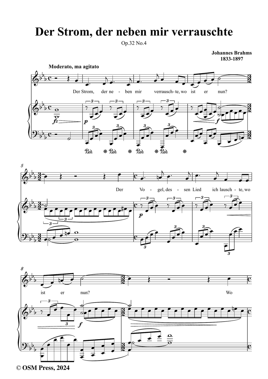 Brahms-Der Strom,der neben mir verrauschte,in c minor Piano, Vocal scores gallery preview page 2