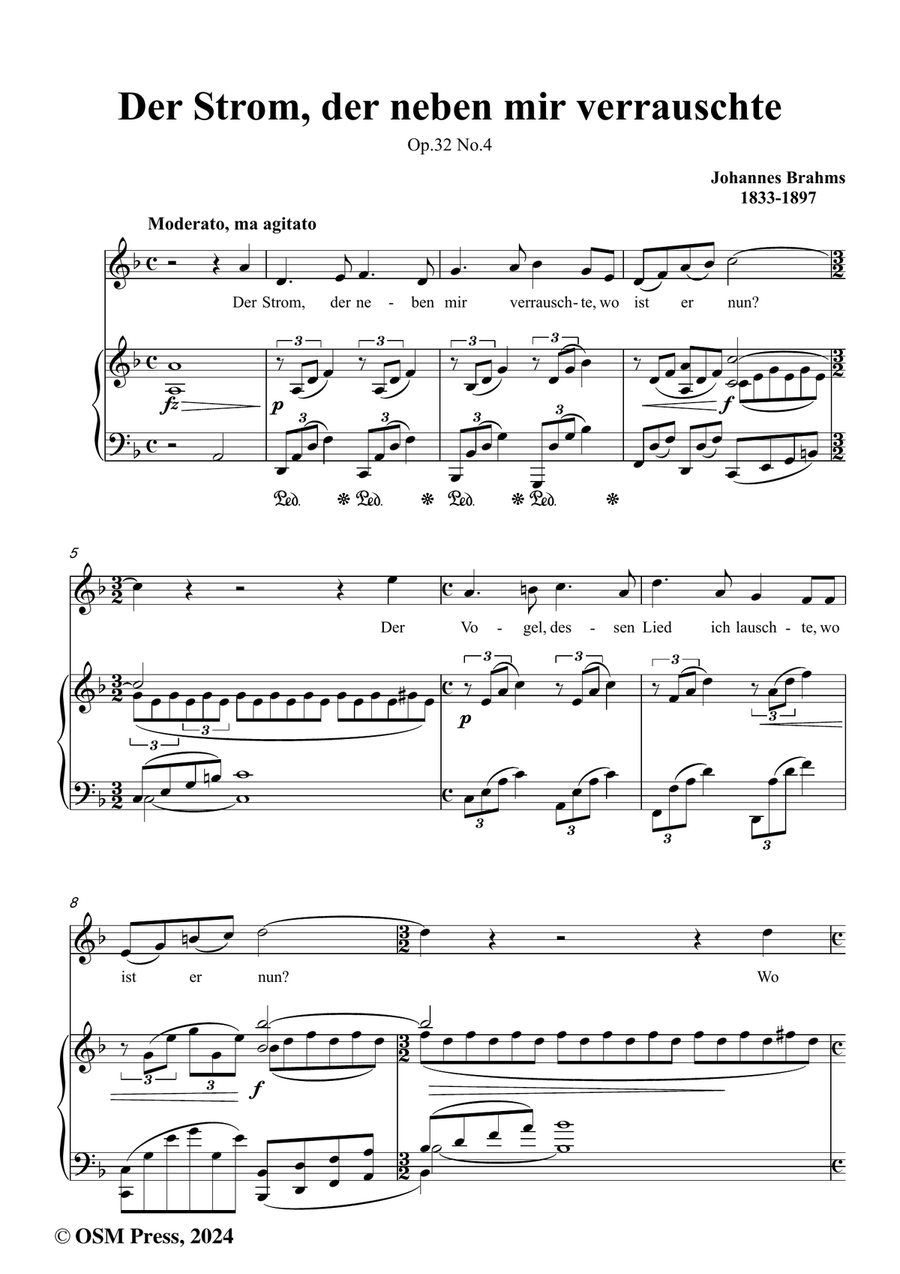Brahms-Der Strom,der neben mir verrauschte,in d minor Piano, Vocal scores gallery preview page 2
