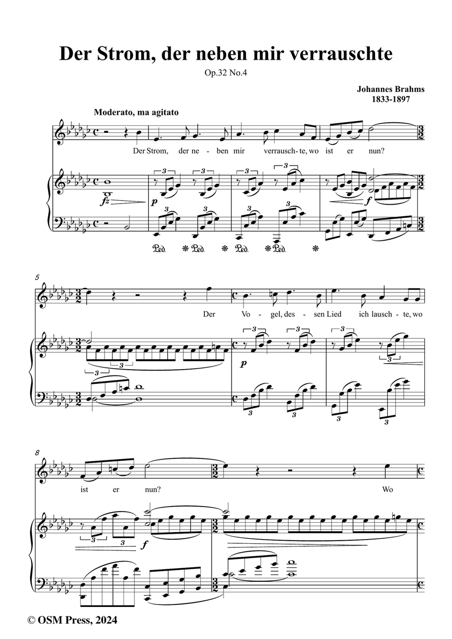 Brahms-Der Strom,der neben mir verrauschte,in e flat minor Piano, Vocal scores gallery preview page 2