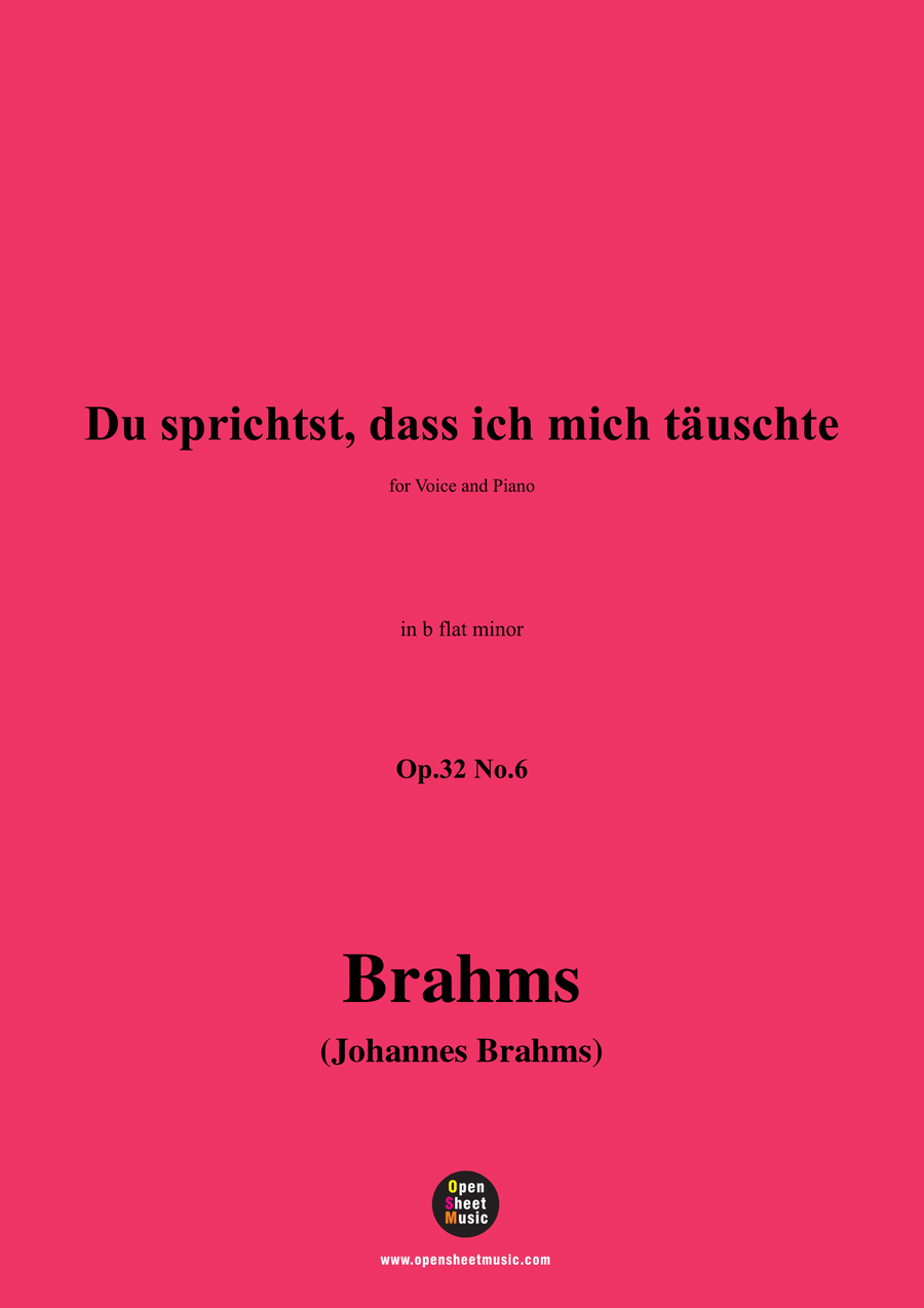 Brahms-Du sprichst,dass ich mich tauschte,in b flat minor Piano, Vocal scores gallery preview page 1