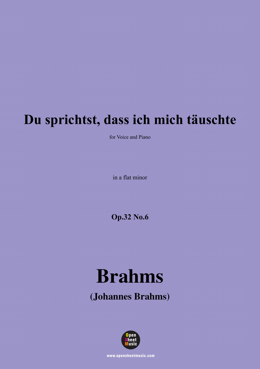 Brahms-Du sprichst,dass ich mich tauschte,in a flat minor Piano, Vocal scores gallery preview page 1