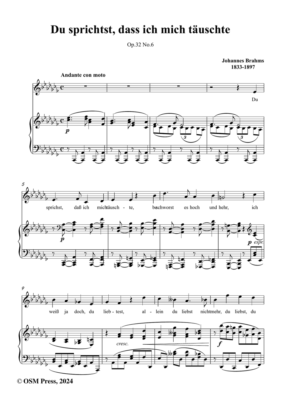 Brahms-Du sprichst,dass ich mich tauschte,in a flat minor Piano, Vocal scores gallery preview page 2
