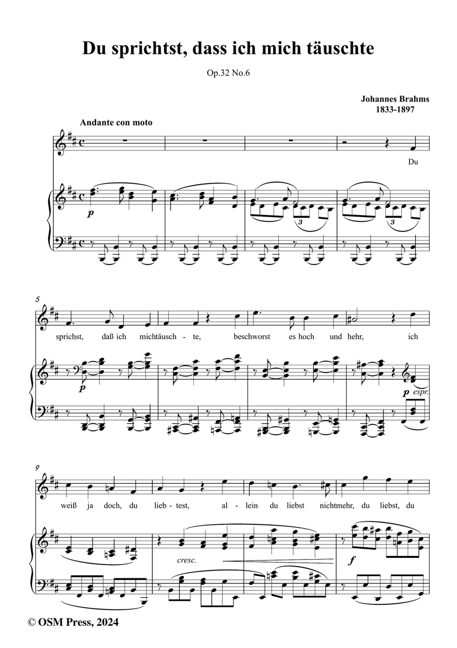 Brahms-Du sprichst,dass ich mich tauschte,in b minor Piano, Vocal scores gallery preview page 2